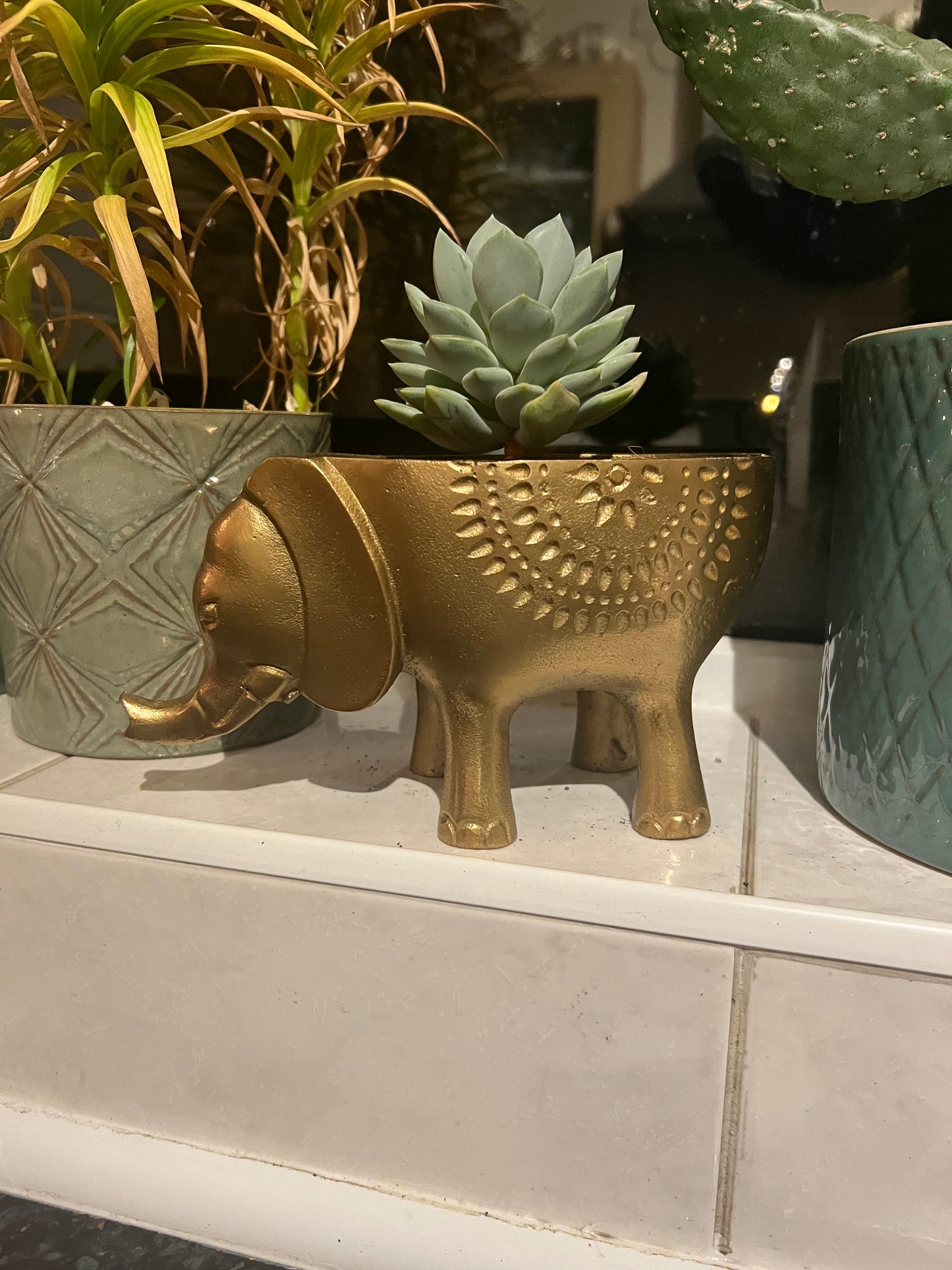 Maxlume - Elephant Solid Cast Brass Metal Planter Pot for Succulents & Plants | Safari Planter | Animal Pot | Unique Planter |